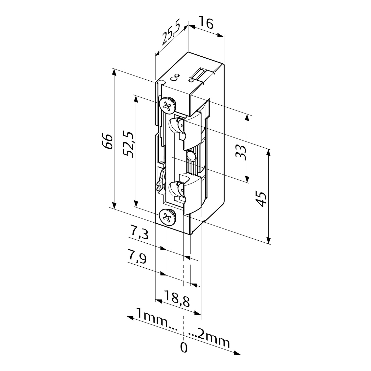 EffEff 118E530-----A71 | Abrepuertas eléctrico para resbalón de rodillo | Corriente de trabajo 10-24V AC/DC