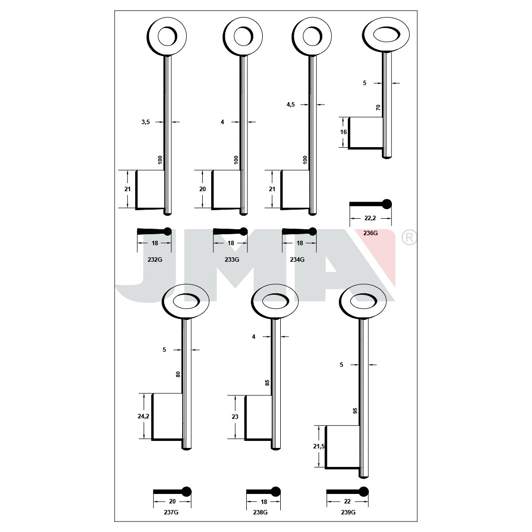 Llave en bruto JMA 239G – vista agrupada