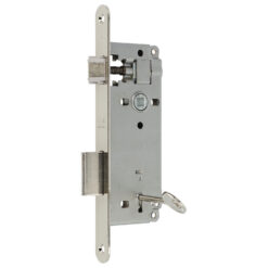 AGB | Cerradura de gorja para puertas de interior | Distancia entre ejes 90 mm | Níquel