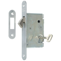 AGB | Cerradura de gancho para puertas correderas | Para llave de gorja | Cromo mate