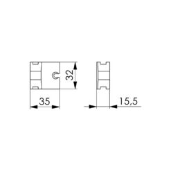 AMF 142U-F35 | Resbalón prolongado para cerraduras AMF | Longitud 35 mm