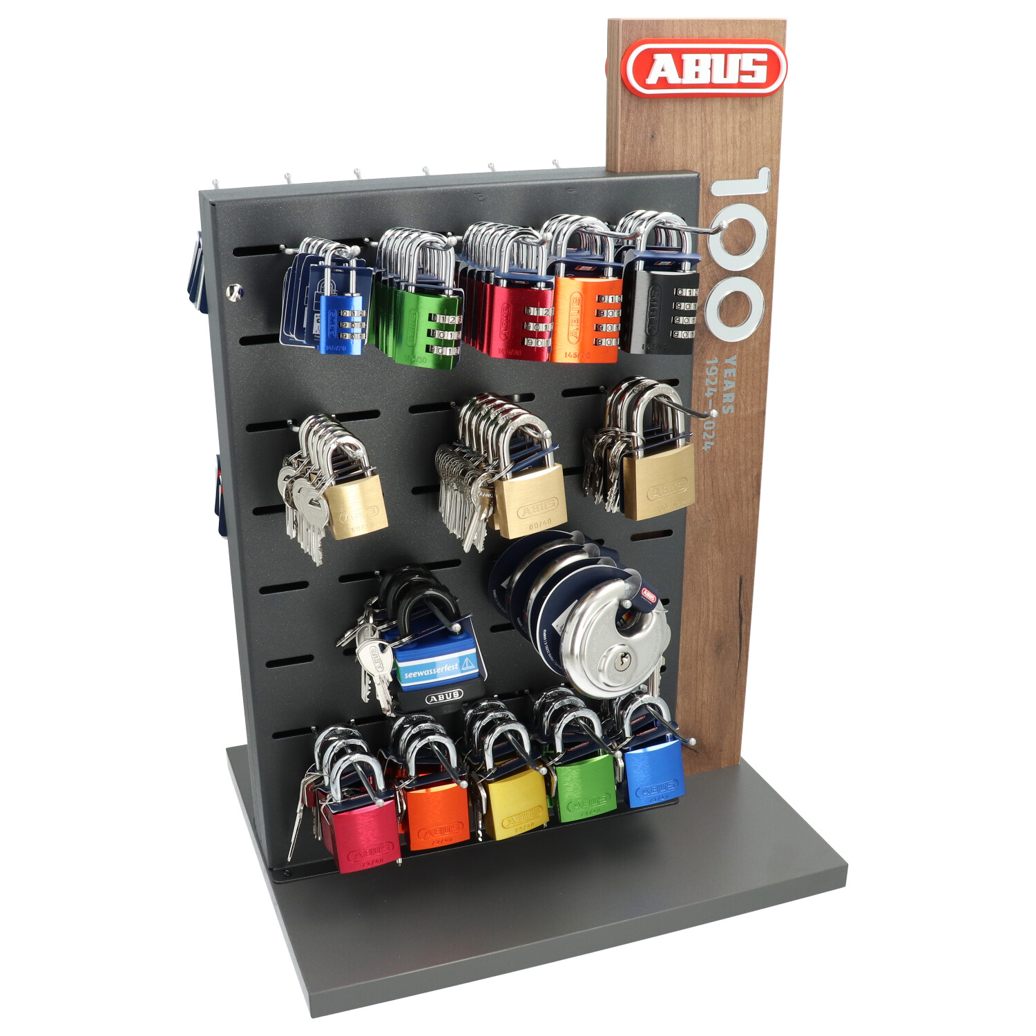 Expositor de candados ABUS 100 Years Limited Edition | Lleno