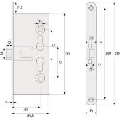 Abus EFS65 | Cerradura para bombín | Puertas industriales (Hörmann) | Entrada 65 mm