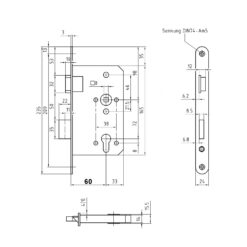 BMH 3PZW | Cerradura para bombín | Clase 3 | Distancia entre ejes 72 mm