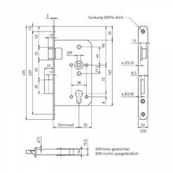 BMH 1013-PZ | Cerradura antipánico | Función D | Distancia entre ejes 72 mm