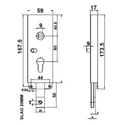 Bever 8002 | Cerradura para puerta basculante de garaje | Cierre inferior | Ejes 60 mm