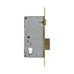 Cisa 5C120 | Cerradura de rodillo para bombín | Frente latonado | Distancia entre ejes 85 mm