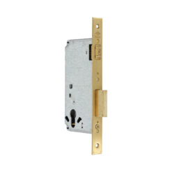 Cisa 5C120 | Cerradura de rodillo para bombín | Frente latonado | Distancia entre ejes 85 mm