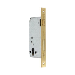 Cisa 5C120 | Cerradura de rodillo para bombín | Frente latonado | Distancia entre ejes 85 mm