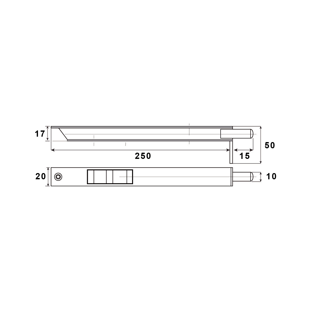 Dulimex KSB-25020SS | Pasador basculante | Modelo abierto | 250x20 mm | Inox - 2