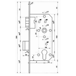 Dyla 604 | Cerradura para bombín | Puertas solapadas | Distancia entre ejes 72 mm