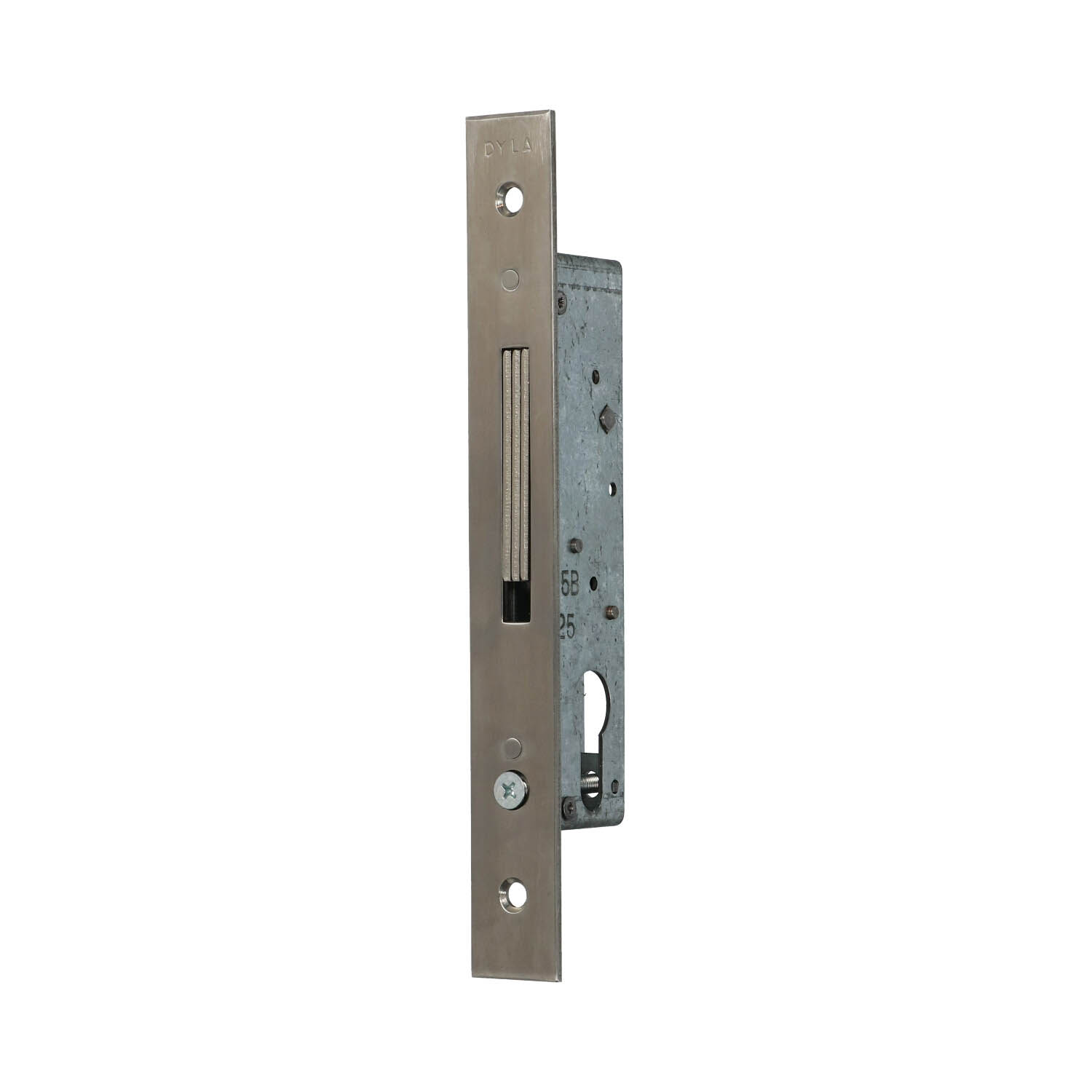 Dyla 75B | Cerradura auxiliar para bombín | Cerrojo basculante | Frente inox