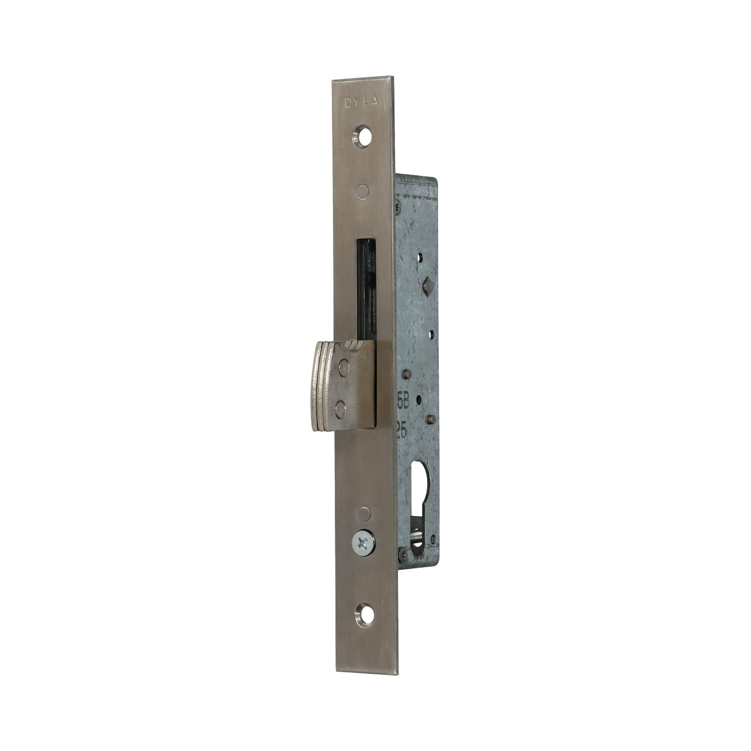 Dyla 75B | Cerradura auxiliar para bombín | Cerrojo basculante | Frente inox