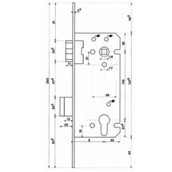 Dyla 601 | Cerradura para bombín | Puertas solapadas | Distancia entre ejes 110 mm