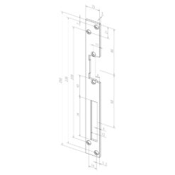 EffEff -------01001-01 | Cerradero para abrepuertas eléctrico | Dorado 250 x 25 mm