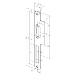 EffEff -------67B35-01 | Cerradero con brida para abrepuertas eléctrico | ProFix 2, 250 x 24 mm