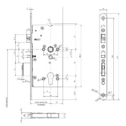 EffEff Mediator | Cerradura para montantes anchos | Entre ejes 72 mm | Autoblocante