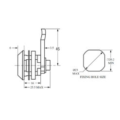 Euro-Locks F183 | Cerradura de leva | Cuerpo de 16 mm | Para llave de doble paletón - 4