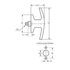 Euro-Locks 1617 | Manilla en T con cerradura | Cuadradillo 8 x 90 mm | Incluye 2 llaves