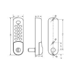 Euro-Locks Zenith 3780 | Cerradura electrónica de código | Horizontal derecha | Plata - 3