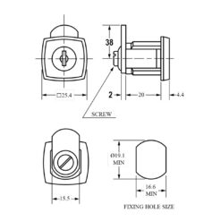 Euro-Locks 1345 | Cerradura de leva | Cuerpo 20 mm - 2