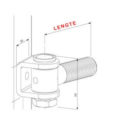 Locinox G90LR | Bisagra antivandálica con tuerca de regulación | Galvanizado electrolítico | M16