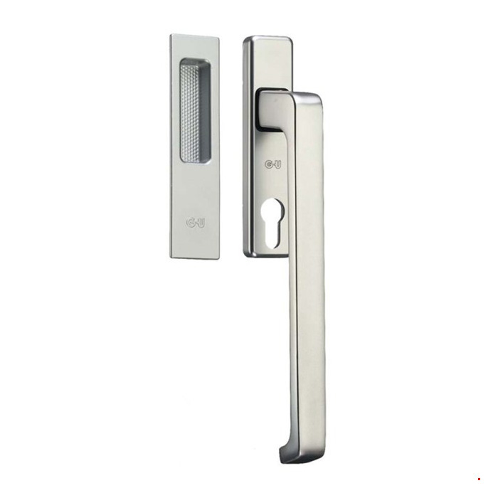 GU Dirigent | Manilla con concha para puerta corredera elevable | Orificio de cilindro | Aluminio EV1