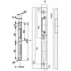 GU 6-27594 | Cerradero para puertas de madera | Retén del resbalón regulable