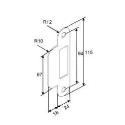 GU 9-38463-01-0-8 | Cerradero para puertas de madera | F24 inox 115 mm