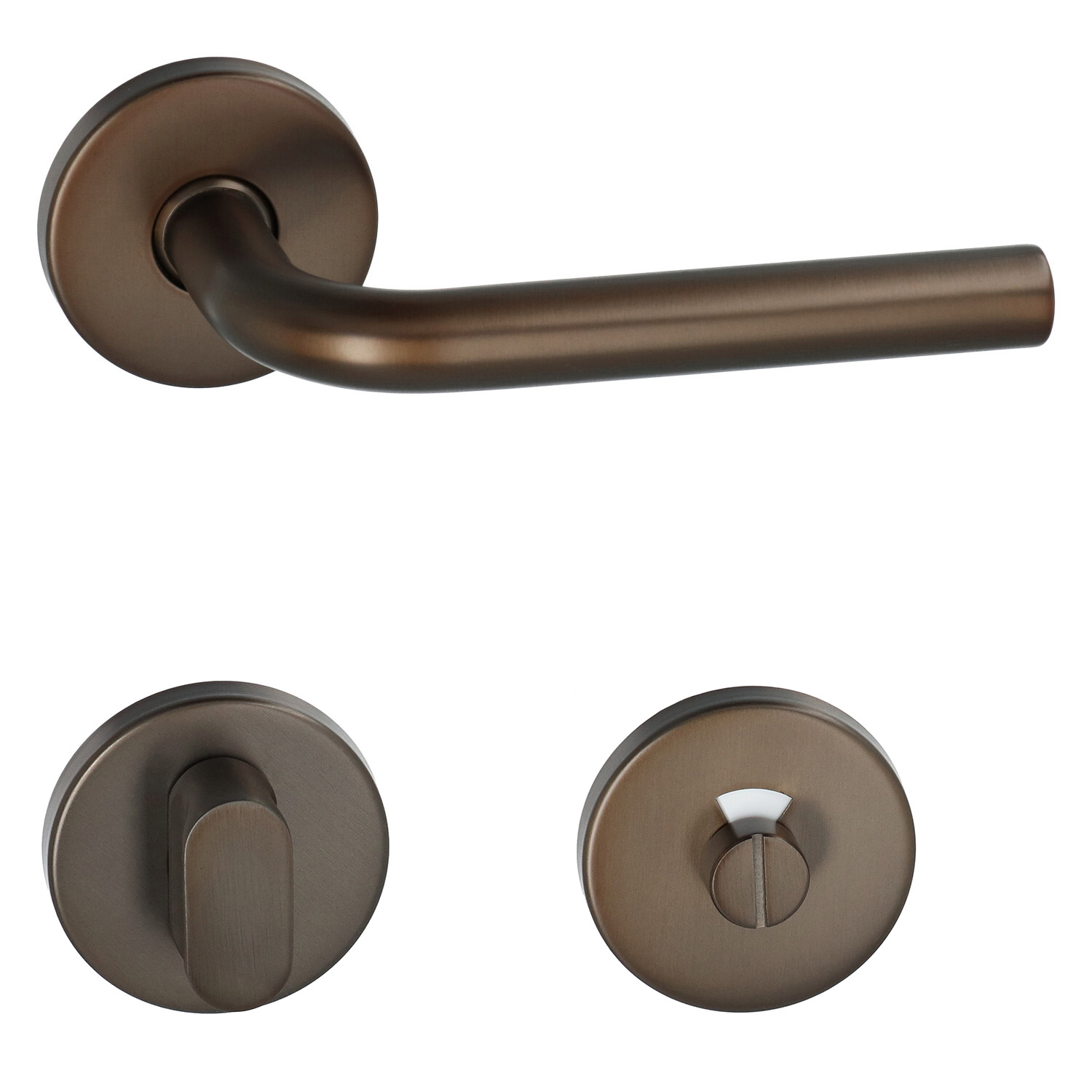 Manilla de puerta HDD L Shape 16mm | Con roseta redonda | Bronce mate - Imagen 4