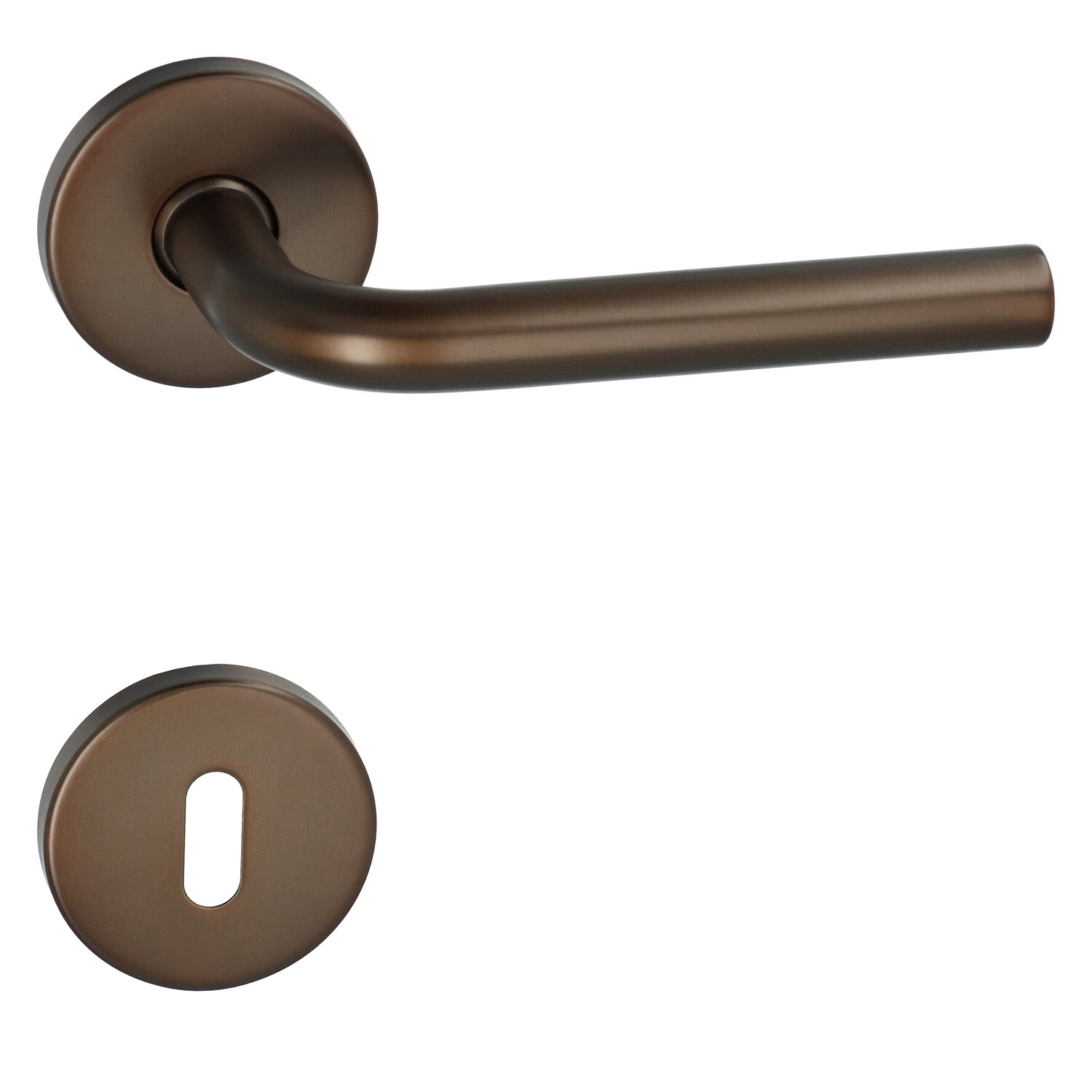 Manilla de puerta HDD L Shape 16mm | Con roseta redonda | Bronce mate - Imagen 2