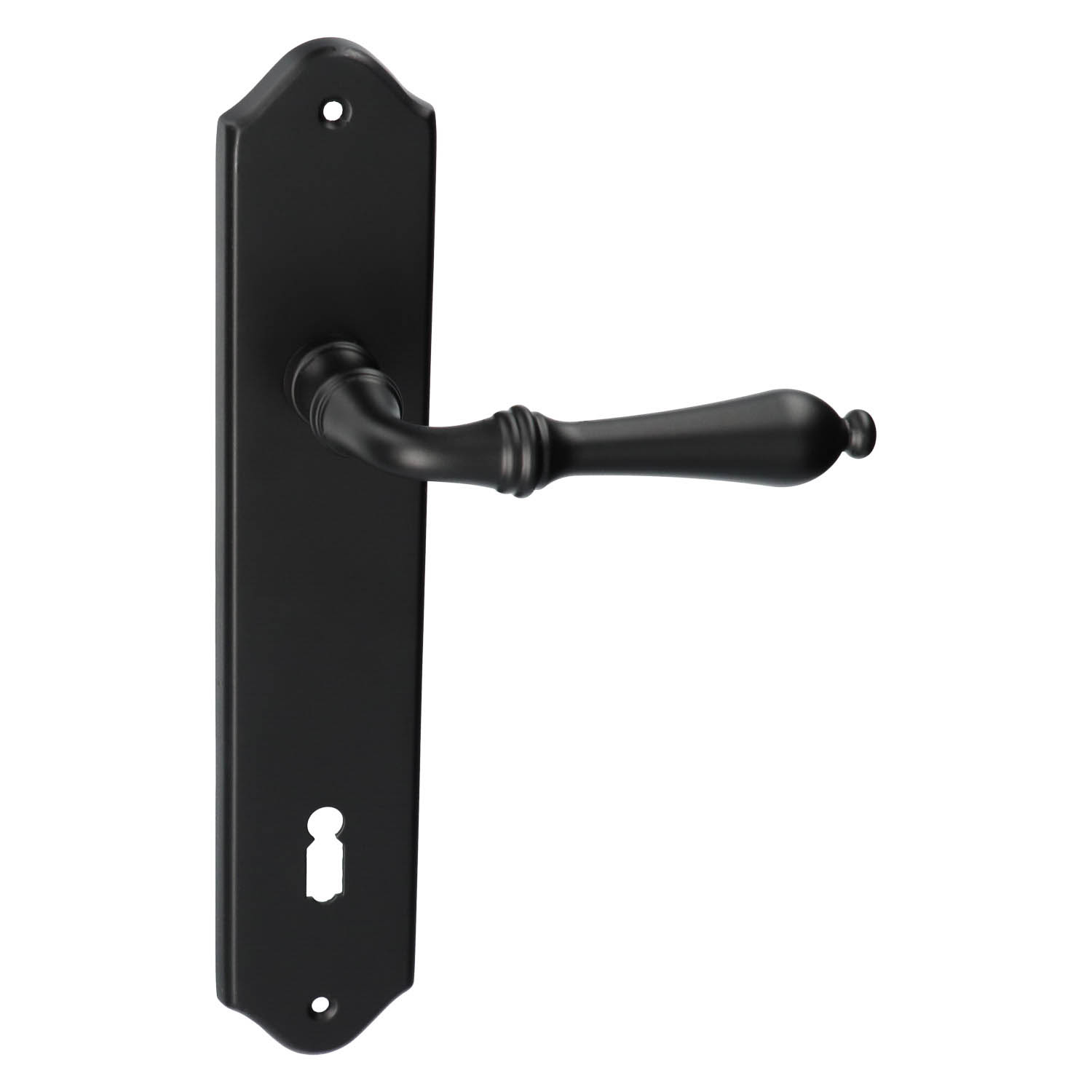 Manilla de puerta Lisa sobre placa - Negro mate