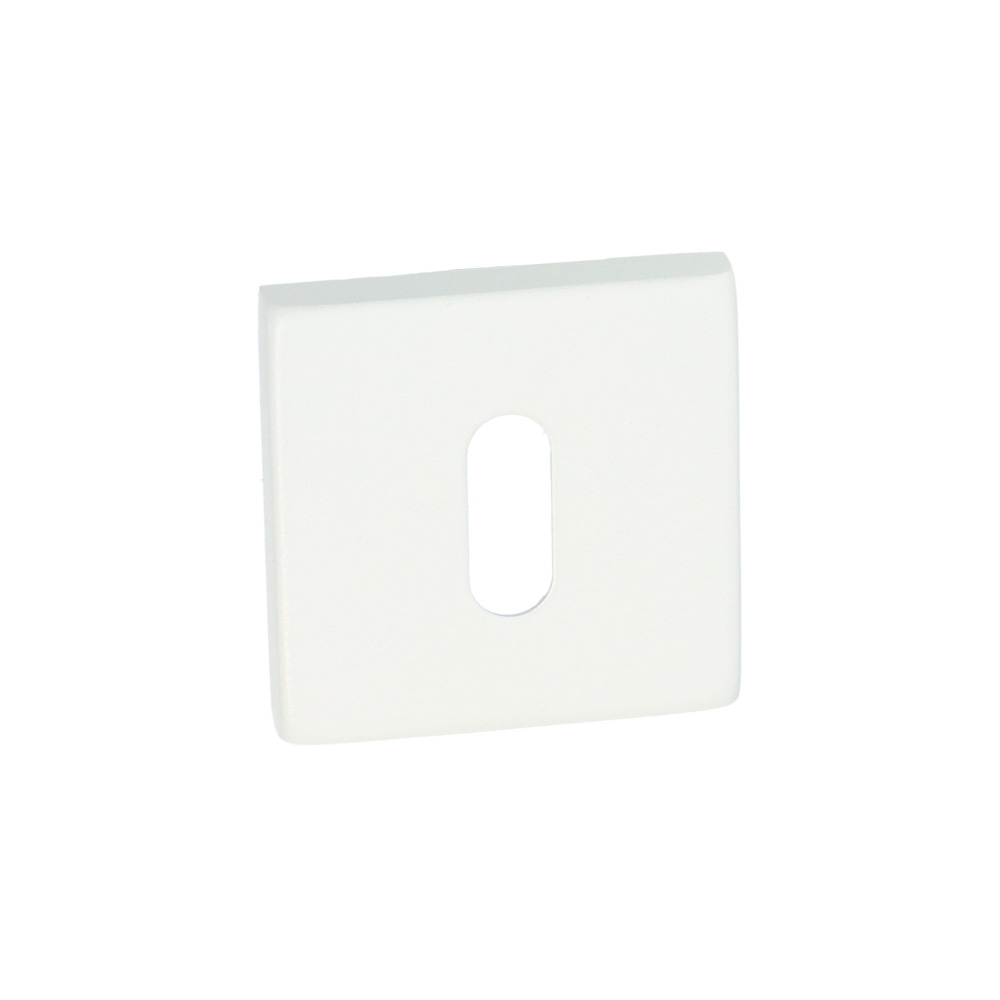 Roseta HDD Pro Kubic Shape con apertura para llave de gorja, cuadrada | Blanco mate texturizado | Por unidad