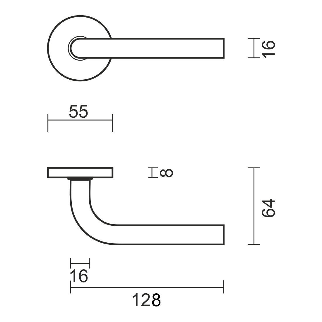 Manilla de puerta HDD L Shape 16mm | Con roseta redonda | Bronce mate - Imagen 5