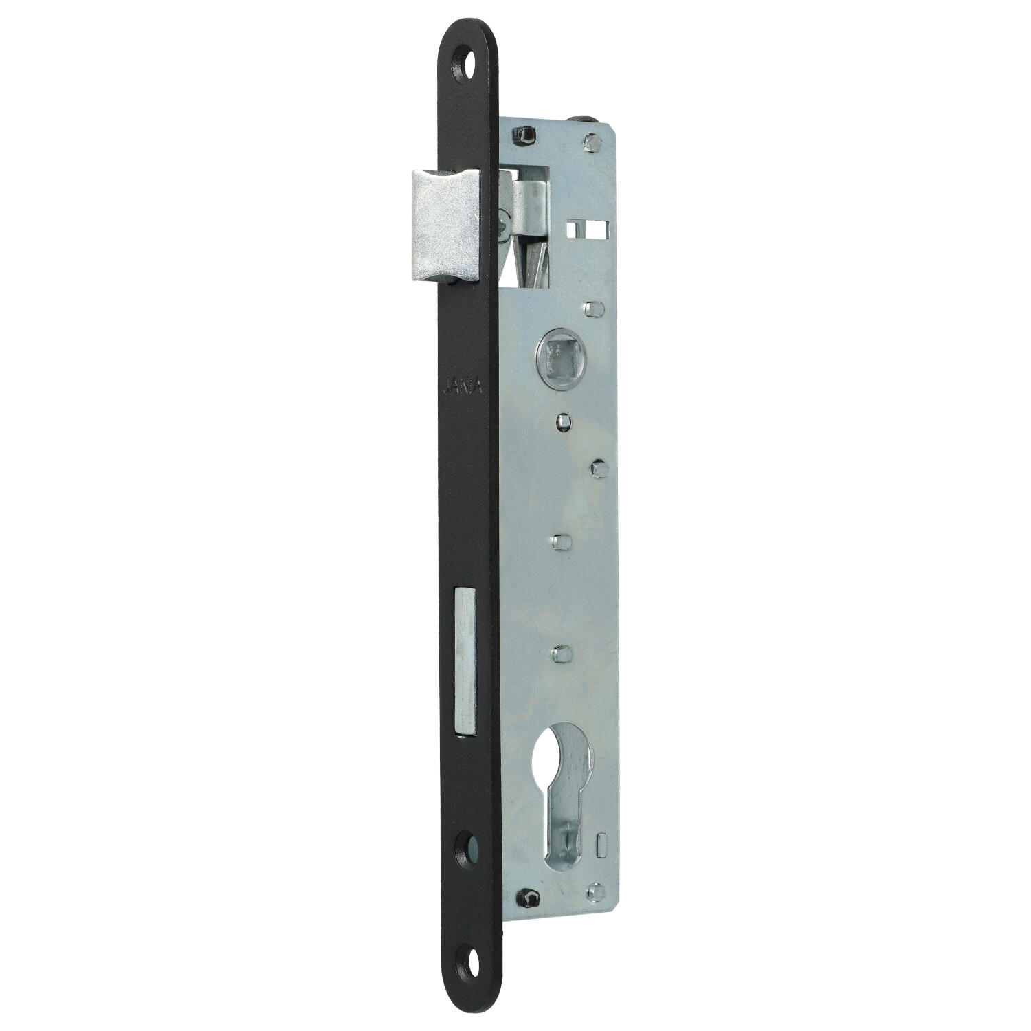 Jania 90/22 | Cerradura de embutir para bombín | Negra | Frente 220x20 mm
