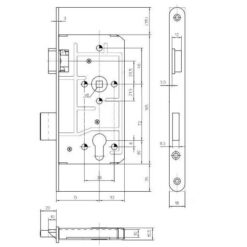 KFV 113 PZW | Cerradura para bombín | Puertas de madera | Distancia entre ejes 72 mm