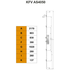KFV AS4050 | Cerradura multipunto | 4 rodillos, accionada por manilla