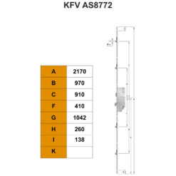 KFV AS8772 | Cerradura multipunto | 4 rodillos, ejes 72 mm