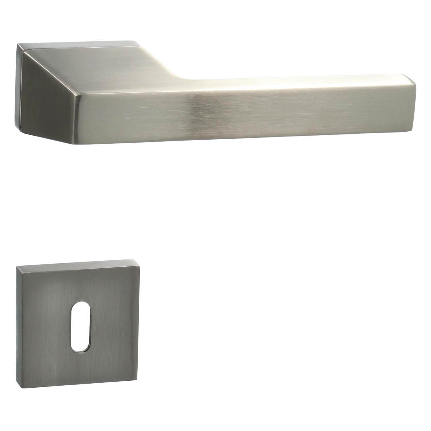 Manilla de puerta Kuchinox Silana con roseta rectangular - Efecto inox - Imagen 2