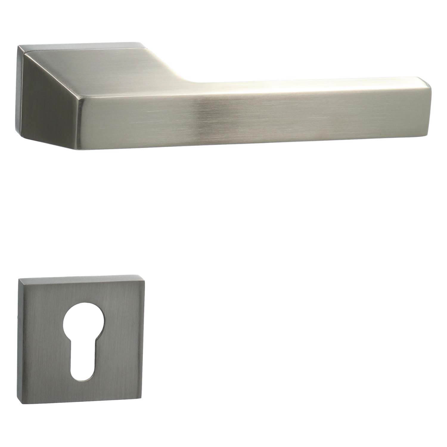 Manilla de puerta Kuchinox Silana con roseta rectangular - Efecto inox - Imagen 3
