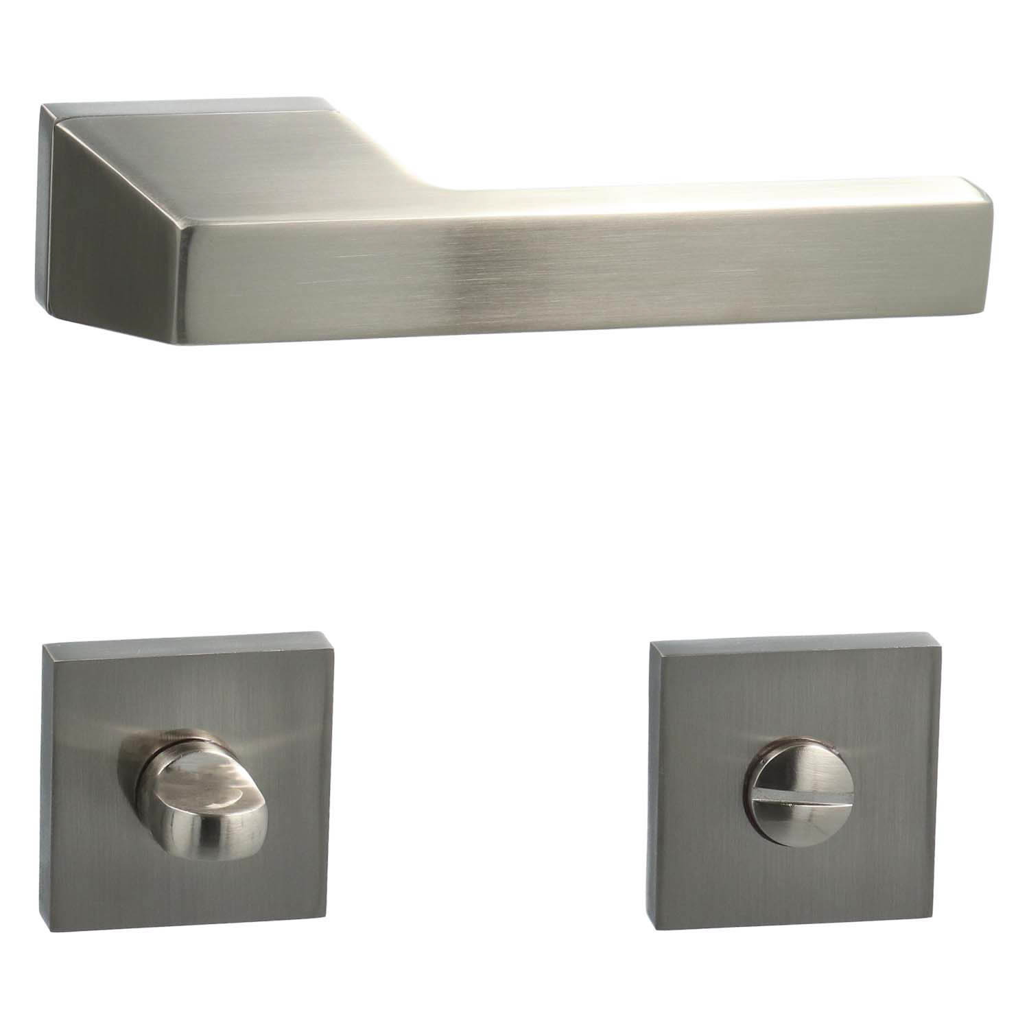 Manilla de puerta Kuchinox Silana con roseta rectangular - Efecto inox - Imagen 4