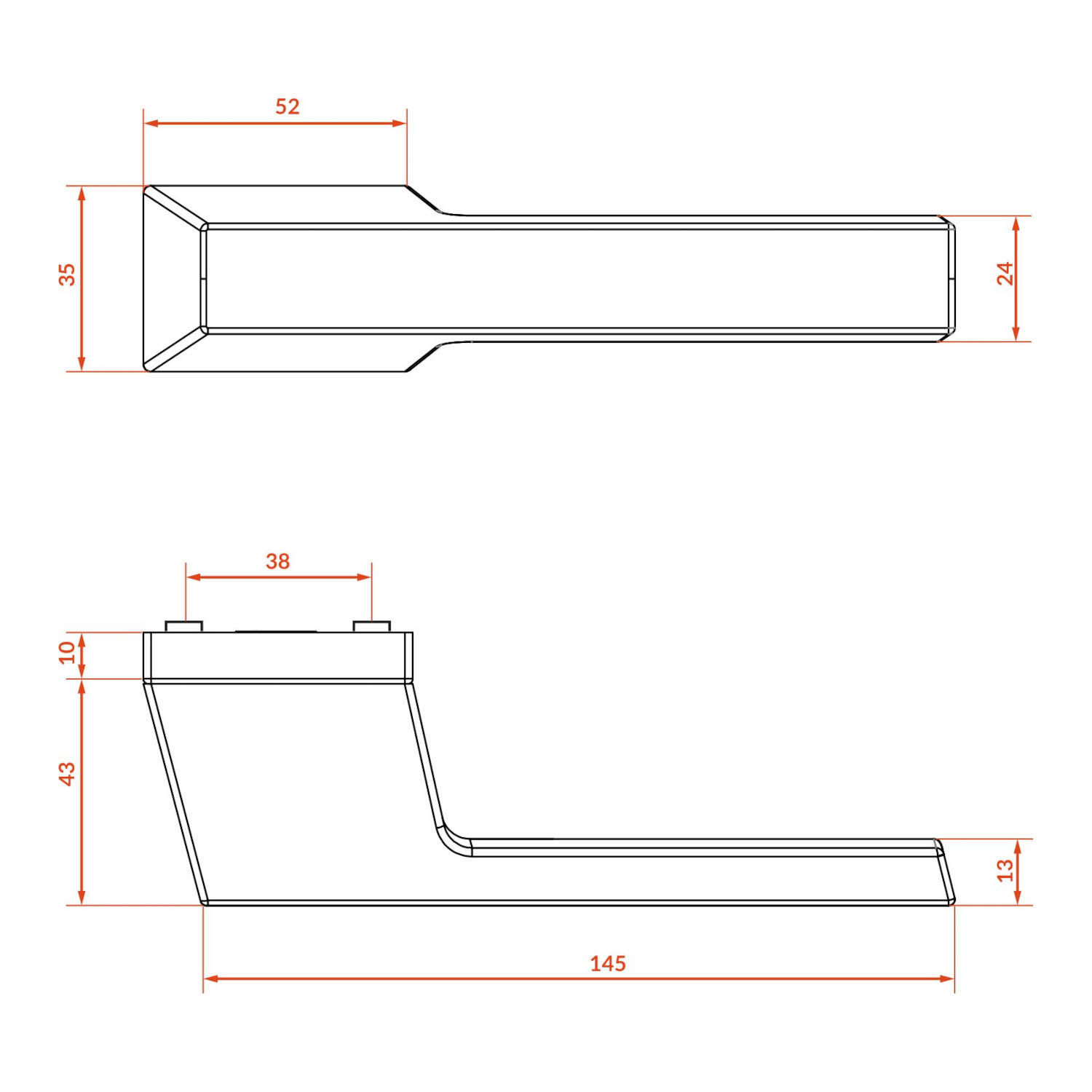 Manilla de puerta Kuchinox Silana con roseta rectangular - Efecto inox - Imagen 5