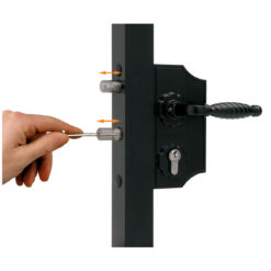 Locinox LAKY | Cerradura decorativa para cancelas | Perfil cuadrado 40-50 mm | Negra