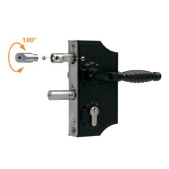 Locinox LAKY | Cerradura decorativa para cancelas | Perfil cuadrado 40-50 mm | Negra