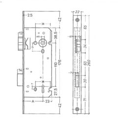 Litto A1357 | Cerradura de gorja | Distancia entre ejes 110 mm | No reversible