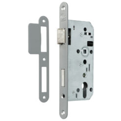 Litto A26E6 | Cerradura para bombín | Frente lacado aspecto inox | Distancia entre ejes 72 mm