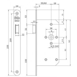 Litto A30D5 | Cerradura de paso para proyectos | Frente inox de 24 mm