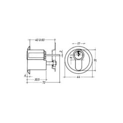 Litto K2100 - Bombin trasero para cerradura de sobreponer