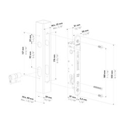 Locinox Fortylock | Cerradura de embutir para cancelas | Entrada 20 mm | Inox