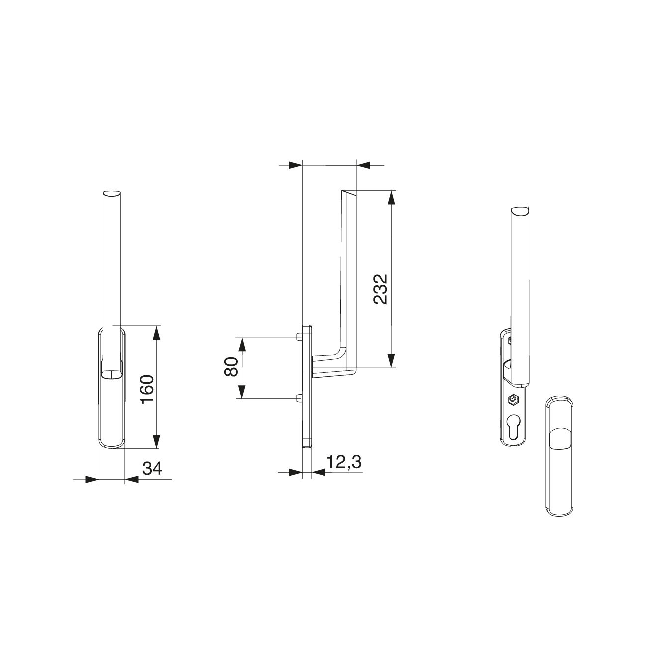 Maco HS12 | Manilla interior para puerta corredera | Ciega - 4